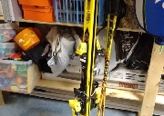 Nordica downhill ski set, shoe, ski and poles